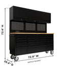 72 inch Rolling Tool Chest with Light & Power Strips, Workbench, Upper Cabinets & Pegboard