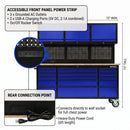 72 inch Rolling Tool Chest with Light & Power Strips, Workbench, Upper Cabinets & Pegboard