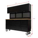 72 inch Rolling Tool Chest with Power Strip, Workbench, Upper Cabinets & Pegboard