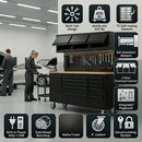 72 inch Rolling Tool Chest with Light & Power Strips, Workbench, Upper Cabinets & Pegboard