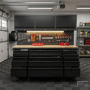 72 inch Rolling Tool Chest with Light & Power Strips, Workbench, Upper Cabinets & Pegboard