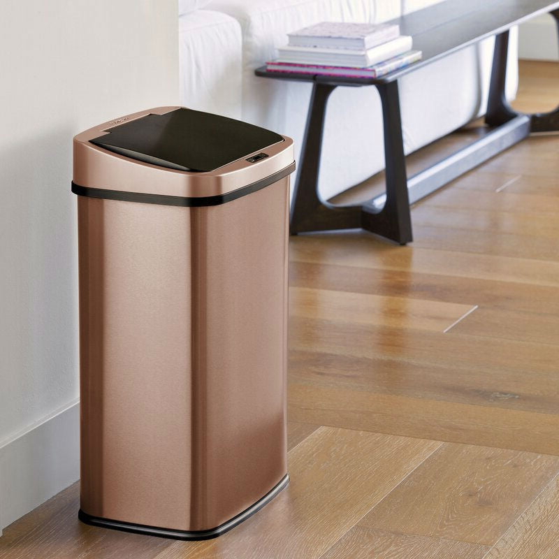 Gold 13-Gallon Stainless Steel Kitchen Trash Can with Motion Sensor Lid, photo 3 of 5