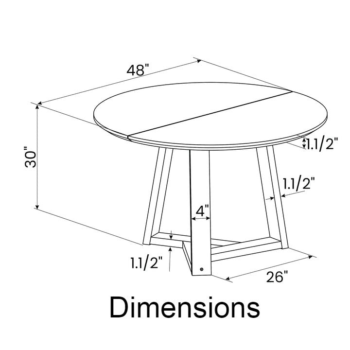48 Inch Round Scandinavian Solid Wood Dining Table in Blonde, photo 4 of 4