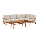 6-Piece Modern Chevron Acacia Outdoor Corner Sectional with Coffee Table