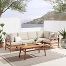 6-Piece Modern Chevron Acacia Outdoor Corner Sectional with Coffee Table