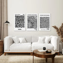 Black White set of 3 Piece Abstract Kusama Art by Wall Art Set