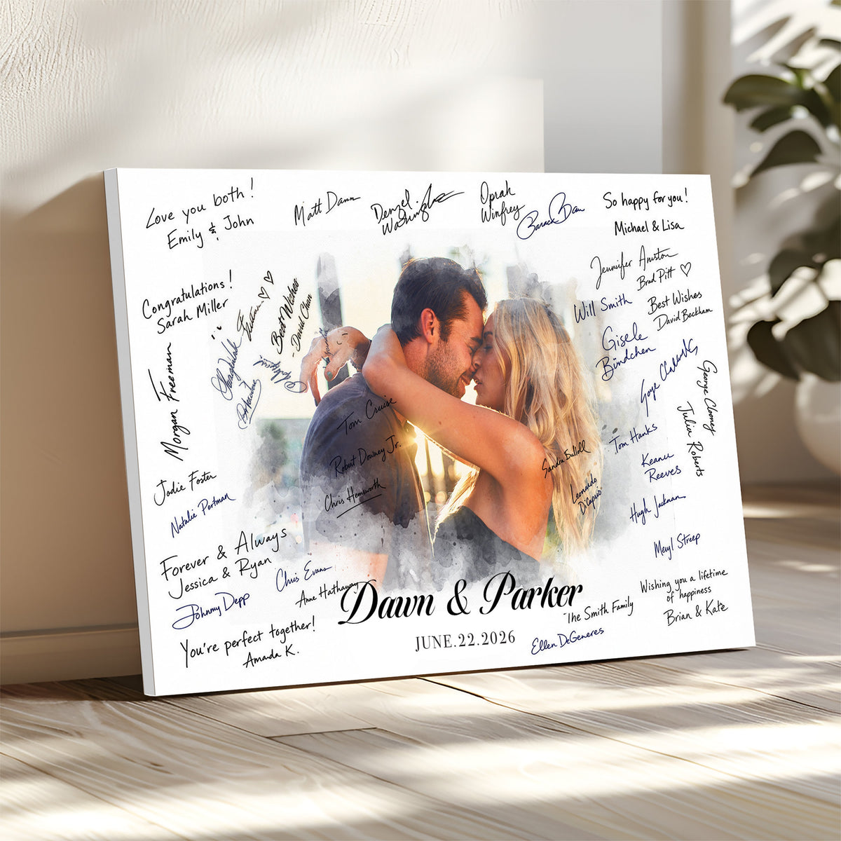 Wedding Guest Book Alternative Wall Art Canvas Print, Personalized