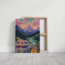 Vibrant Camper Van Landscape Canvas Art
