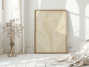 Minimalist Floral Line Art Print in Beige