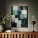 Forest Fade – Geometric Brushstroke Abstract Art Print
