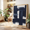 Midnight Crossings – Bold Navy Abstract Brush Art