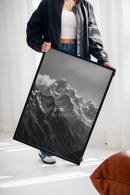 Monochrome Majesty – Black & White Alpine Mountain Print