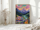 Vibrant Camper Van Landscape Canvas Art