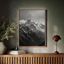 Monochrome Majesty – Black & White Alpine Mountain Print
