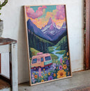 Vibrant Camper Van Landscape Canvas Art