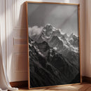 Monochrome Majesty – Black & White Alpine Mountain Print