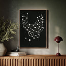 Minimalist Abstract White Dots on Black Canvas