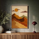 Vintage Sunset Mountain Landscape Art Print