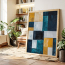 Modern Yellow and Blue Abstract Geometric Canvas