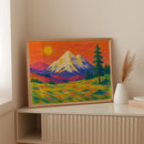 Vibrant Mountain Sunset with Flowery Meadow