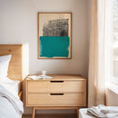 Modern Abstract Art Print in Teal and Black