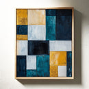 Modern Yellow and Blue Abstract Geometric Canvas