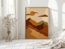 Vintage Sunset Mountain Landscape Art Print