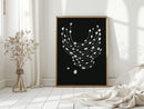 Minimalist Abstract White Dots on Black Canvas