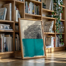 Modern Abstract Art Print in Teal and Black
