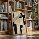 Modern Abstract Geometric Art Print in Black and Beige