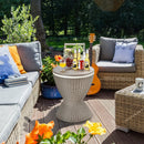 3 in 1 8 Gallon Patio Rattan Cooler Bar Table with Adjust Ice Bucket-Black by LJGDeals