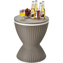 3 in 1 8 Gallon Patio Rattan Cooler Bar Table with Adjust Ice Bucket-Black by LJGDeals