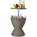 3 in 1 8 Gallon Patio Rattan Cooler Bar Table with Adjust Ice Bucket-Black by LJGDeals