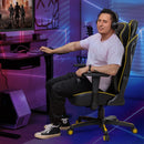 Ergonomic Gaming Chair with Adjustable Height and Reclining Backrest-Yellow by LJGDeals