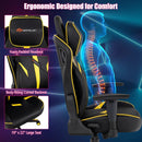 Ergonomic Gaming Chair with Adjustable Height and Reclining Backrest-Yellow by LJGDeals