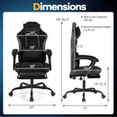 Gaming Chair Height Adjustable Computer Chair with Headrest Lumbar Support Linkage Armrests-Black by LJGDeals