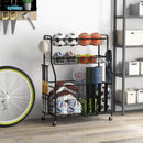 Garage Sports Equipment Organizer with Hooks & Baskets for Basketball-Black by LJGDeals