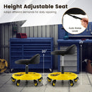 20 Inch-25 Inch Height Adjustable Rolling Garage Stool with Tool Tray Storage-Yellow by LJGDeals