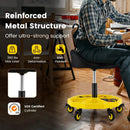 20 Inch-25 Inch Height Adjustable Rolling Garage Stool with Tool Tray Storage-Yellow by LJGDeals