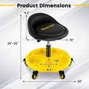20 Inch-25 Inch Height Adjustable Rolling Garage Stool with Tool Tray Storage-Yellow by LJGDeals