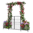Garden Arbor with Gate and Planter Boxes Heavy Duty Metal Arch with Side Trellis by LJGDeals