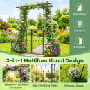 Garden Arbor with Gate and Planter Boxes Heavy Duty Metal Arch with Side Trellis by DirectDeals