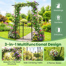 Garden Arbor with Gate and Planter Boxes Heavy Duty Metal Arch with Side Trellis by LJGDeals