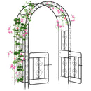 Garden Arbor with Gate with Multiple Side Crossbars and 4 Sharp Ground Stakes-Black by LJGDeals