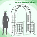 Garden Arbor with Gate with Multiple Side Crossbars and 4 Sharp Ground Stakes-Black by LJGDeals