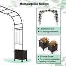 6.6 Feet Garden Arch Trellis with 2 Planter Boxes and Lockable Wheels-Black by LJGDeals