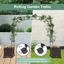 6.6 Feet Garden Arch Trellis with 2 Planter Boxes and Lockable Wheels-Black by LJGDeals