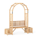Garden Bench Arbor Arch Wooden Garden Arbor for Climbing Plants-Natural by DirectDeals