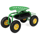 Red/Green Garden Cart Rolling Work Seat With Heavy Duty Tool Tray Gardening Planting by LJGDeals