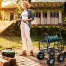 Garden Hose Reel Cart 300 Feet Large Capacity with 4 Wheels and Storage Basket-Gray by LJGDeals